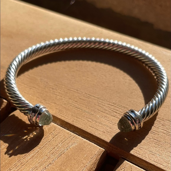 David Yurman Silver Bracelet with Green Accents - Picture 3 of 10